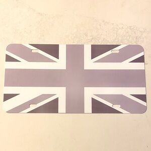 British Union Jack Metal License Plate - Lavender/gray & White